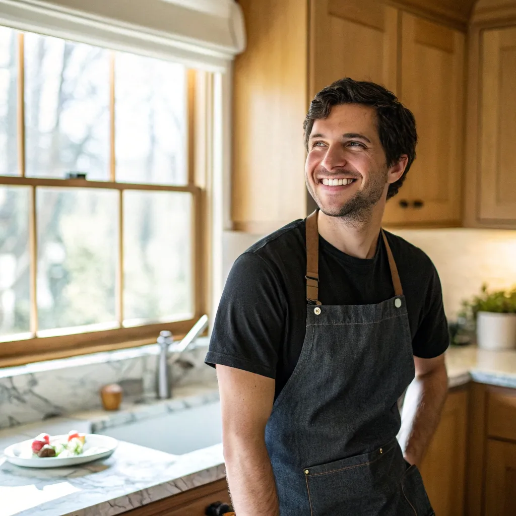 Alex smiling in the kitchen
