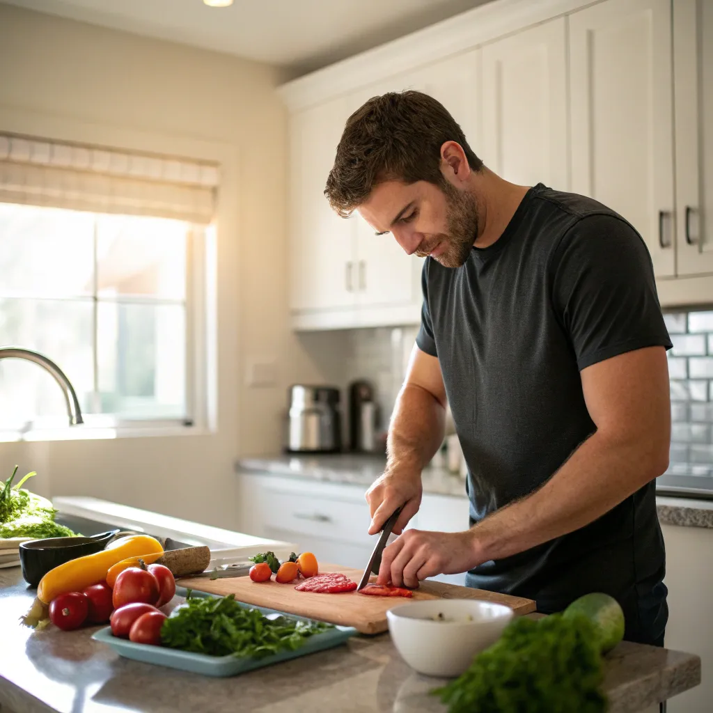 David preparing a meal